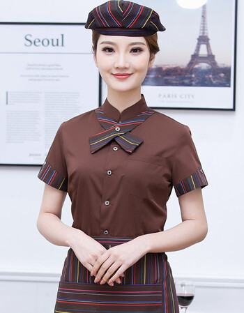 服务员工作服短袖女夏季酒店餐饮火锅店衬衣工装西餐厅快餐店服装