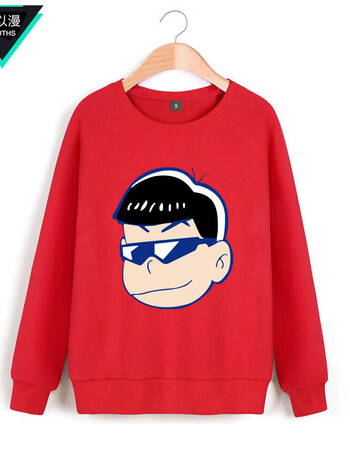 秋冬加厚款卫衣阿松先生男士款青少年学生宽松套头外套衣服 红色阿松