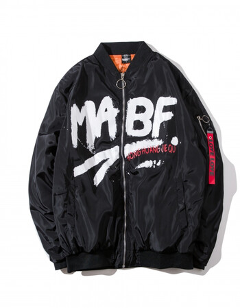 欧美街头潮牌飞行夹克bf风潮牌嘻哈棒球服外套 黑色 xl