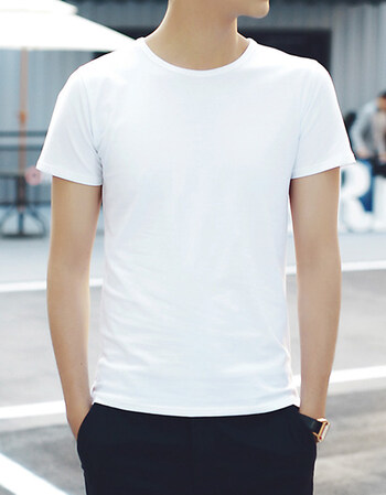 美邦 顿新款春天男士全白短袖t恤社会精神小伙运动丅靓仔小白领短衫内