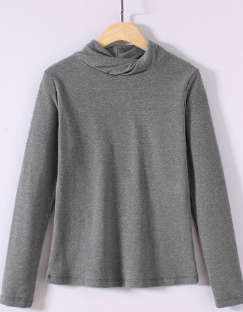 装长袖女t恤2018新款加厚纯棉女上衣韩版修身打底衫1207-1 麻花领灰色