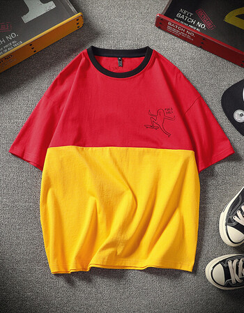 良布夏装男士新款接拼滑板小孩创意短袖t恤大码半袖圆领衣服棉质体恤