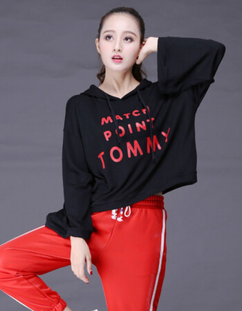 bf街舞爵士舞服装嘻哈长袖t恤舞蹈服女爵士舞服装演出服 79黑色上衣 l