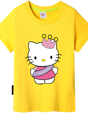 kting homme凯蒂猫童装儿童t恤海魂衫短袖半袖棉t恤服装儿童衣服 黄色