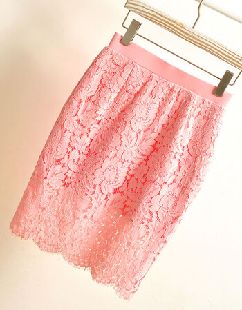 维纳蕾丝镂空半身裙大码显瘦百搭包臀裙修身包裙一步裙夏季钩花短裙子