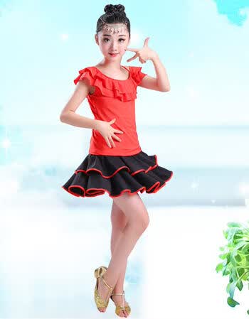 女装 t恤 北秋 儿童拉丁舞裙少儿舞蹈服女童演出服幼儿表演服装拉丁舞