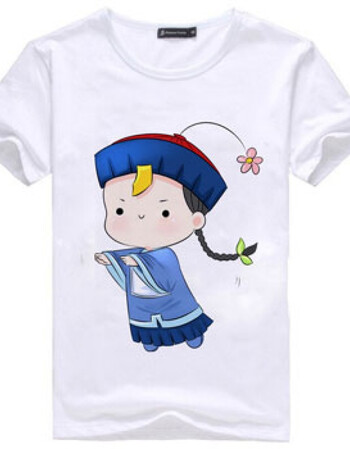 新款夏装恶搞可爱卡通颜文字小僵尸潮短袖t恤情侣装大码学生衣服 浅