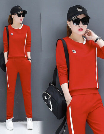 休闲套装女春装时尚潮2018新款韩版春秋显瘦两件套春天跑步运动服