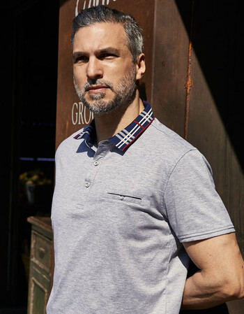 翻领中人男短袖t恤 有口袋休闲半袖衫夏季中老爸爸装