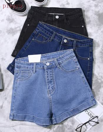 短裤女阔脚韩版百搭弹力显瘦卷边外穿a字热裤子学生简约时尚 深蓝色 m