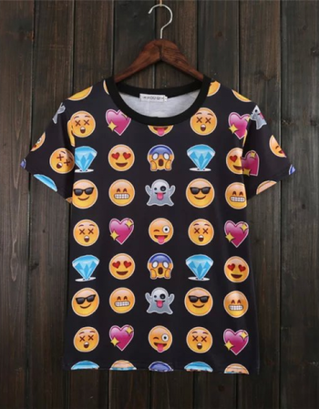 2017夏季qq表情包上衣服男女情侣装班服短袖emoji笑脸搞笑可爱t恤