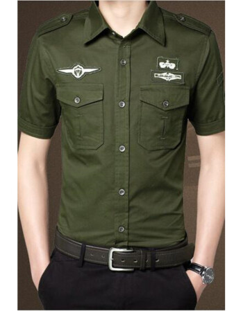 夏季军装衬衫男士短袖薄款纯棉衬衣双口袋半袖工装寸衫军旅户外潮