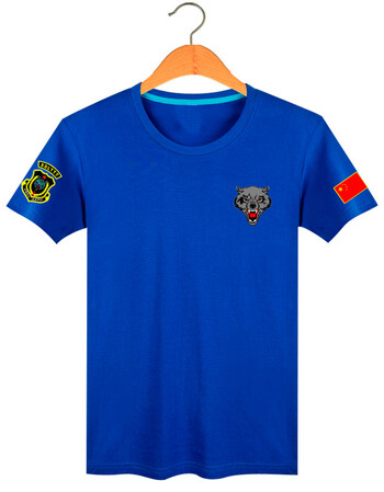 战狼纪念版2特种兵爱国t恤男短袖 吴京电影明星同款军迷衣服1262 蓝色