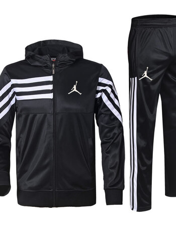 麦迪飞人库里出场服套装运动篮球训练外套印号定制春 乔丹立领黑 3xl