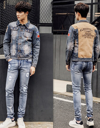 骁熊春季牛仔套装男外套青年衣裤两件套全身一套衣服帅气韩版潮流