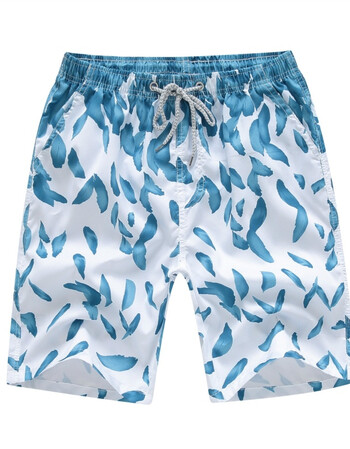 韩版潮流休闲速干2018新款男士沙滩裤大裤衩休闲五分裤短裤男 浅羽毛