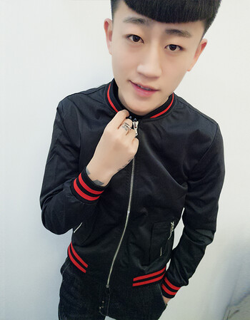 快手网红同款春季外套男修身拼色潮流社会人精神小伙帅气夹克男潮