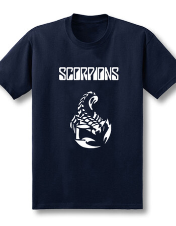 新款摇滚乐队t恤 scorpions蝎子乐队男款大码宽松短袖t恤衫 藏青色 s