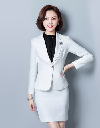 职业装女装套裙2018春面试正装工作服白色商务西装套装女气质西服