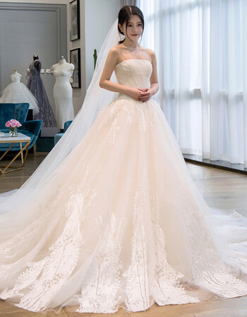 抹胸婚纱拖尾2018新款韩版新娘结婚礼服显瘦长拖尾齐地简约夏 白色