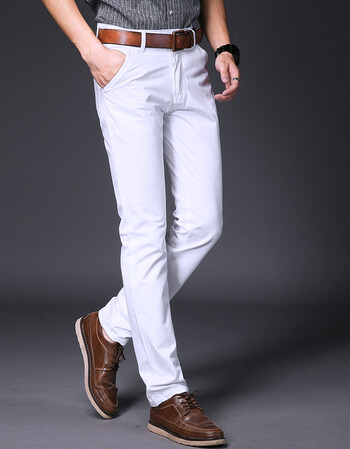 时尚白色休闲裤男裤秋季宽松直筒长裤韩版小脚裤西裤宽松潮流白裤子潮