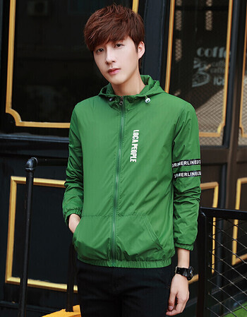 春季时尚夹克男青春季韩版休闲修身大码潮上衣潮男潮森马旗舰店 绿色