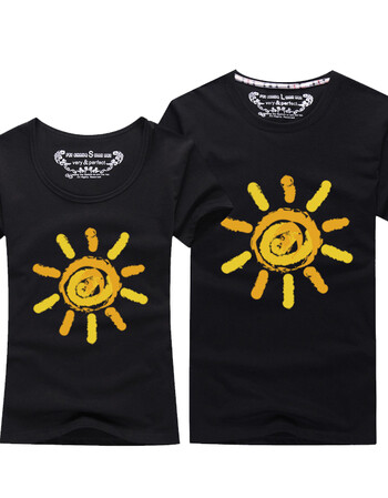 cy情侣装夏装 短袖t恤男2018夏季新款衣服 wm太阳圈黑色 女l