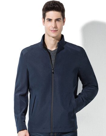 恒源祥夹克男 秋季新款爸爸立领纯色茄克衫中年商务休闲男装外套f