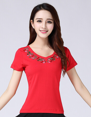 丽萍广场舞服装新款套装短袖舞蹈服中老年跳舞服装女舞蹈套裙夏 藕色