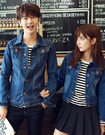 2018情侣牛仔外套韩版学生春夏新款修身薄款破洞个性男女牛仔衣服 01