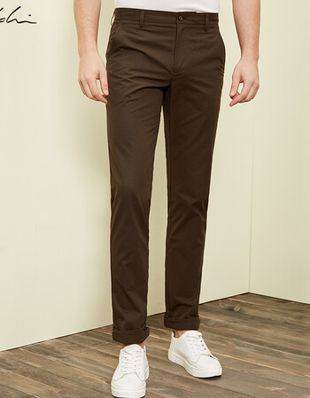 satchi/沙驰2018年春夏新品男士休闲裤子商务男士百搭长裤 浅褐色 40