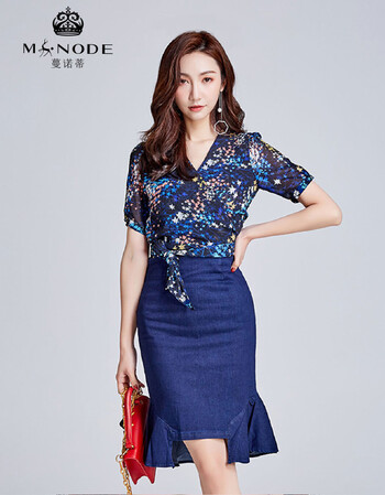 蔓诺蒂my.node 韩版百搭收腰轻薄上衣 花色 xs