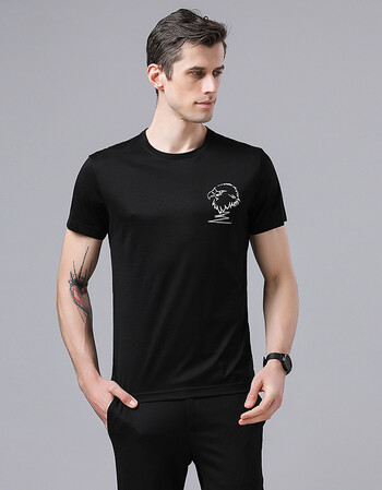 赤格2018夏季男士短袖t恤 v领鹰头男装 k813 黑色 165/适合体重95-120