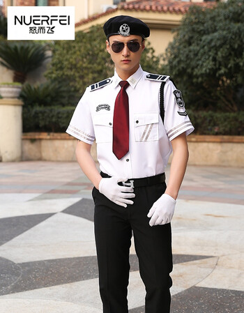 岗礼宾服制服套装特勤公安警服协警服门卫站岗执勤服 白色贝雷帽风格
