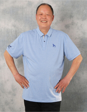 中老年人加肥加大夏季男装爸爸胖子宽松休闲短袖翻领t恤薄棉polo 蓝色