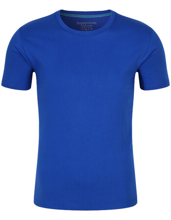 商城夏装工作服翻领定制短袖t恤工装广告polo衫印字logo 圆领宝蓝色 l