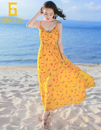 雪纺连衣裙波西米亚长裙海边度假沙滩裙 图片色 xl【图片 价格 品牌