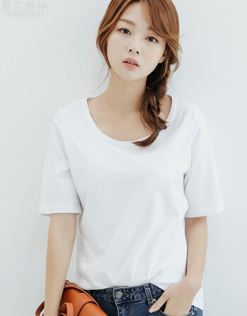 维纳2018夏装新款短袖t恤女学生宽松韩版ulzzang百搭简约纯白色上衣服