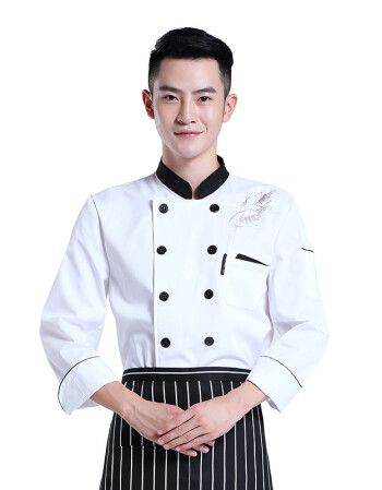 厨师工作服 厨师服长袖秋冬装 酒店餐厅厨房后厨服装 食堂制服男 白色