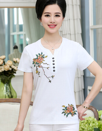 短袖t恤女夏季汗衫40-50岁中年女装上衣中老年女夏装纯棉短袖 白色 xl