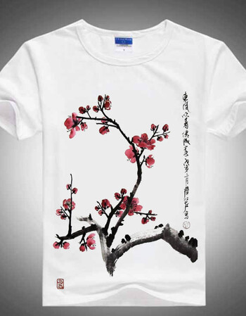 山水水墨画儒雅文艺衫型男潮 女长短袖t恤上衣服sz 4 宽松款男l