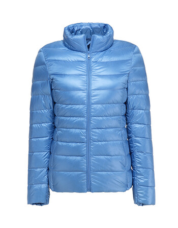 反季冬轻薄羽绒服女短款立领超轻款户外轻便修身大码外套 天蓝色 3xl