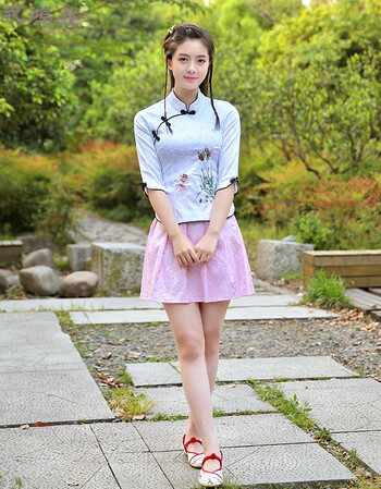 【满29减10元】民国服装毕业校服古装古筝演出服复古短款旗袍韩版 中