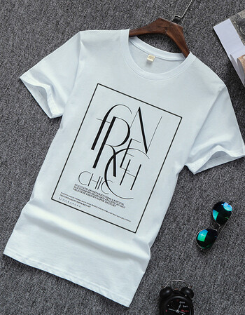 夏季男士短袖t恤2018新款圆领体恤修身半袖男装上衣服打底衫 fr白色 m