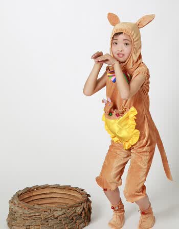 六一新款儿童动物演出服卡通短袖袋鼠小刺猬松鼠狐狸舞蹈表演服装 lsx