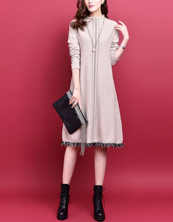 女装 连衣裙 纯者(chunzhe) 纯羊毛针织连衣裙秋冬中长款17新款韩版