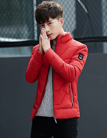 帅气冬季修身外套新款男士加厚潮流潮流衣服男生衣服冬季 876红色级款