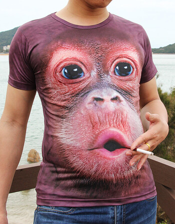 t恤男短袖夏季3d搞怪图案体恤猴子搞笑大猩猩个性半袖t恤大码衣服