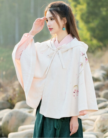 2019春季中国风复古手绘汉服元素短款斗篷古风外套披肩民族风披风lbb