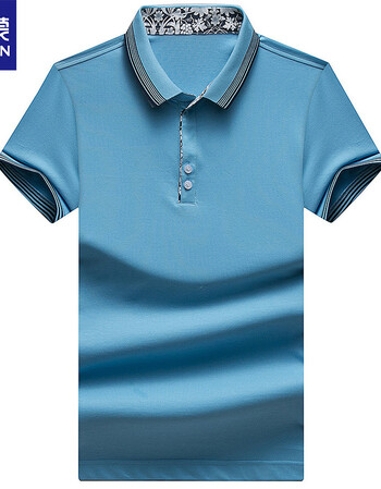 罗蒙(romon)polo衫男士短袖t恤夏季新款纯色汗衫8wtx18501 天蓝色 170